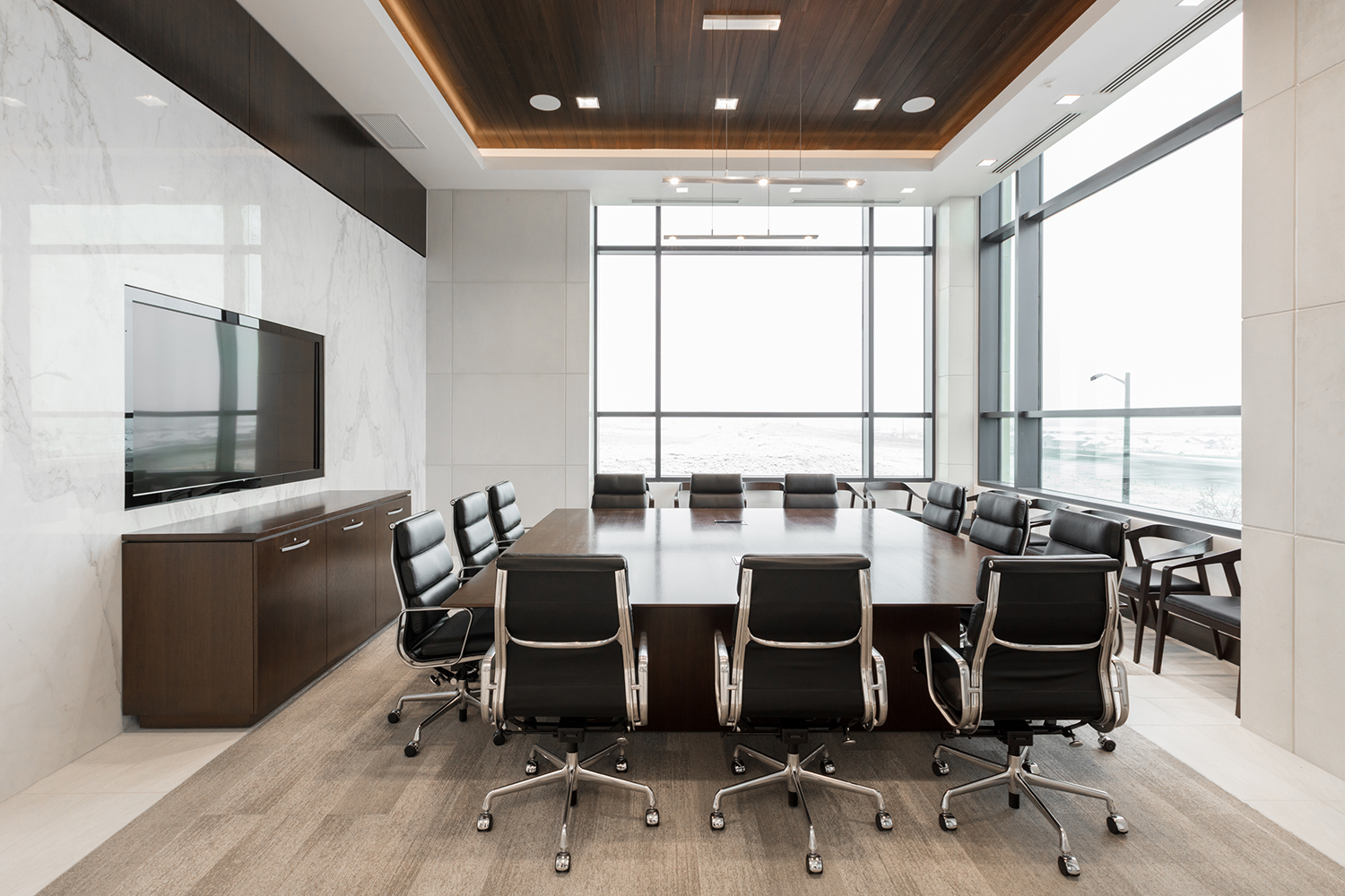 Preview of Flow | Conference Table | M33 Mocha Walnut Veneer Top | Matching Performance Credenza | Central Bank - Henriksen Butler