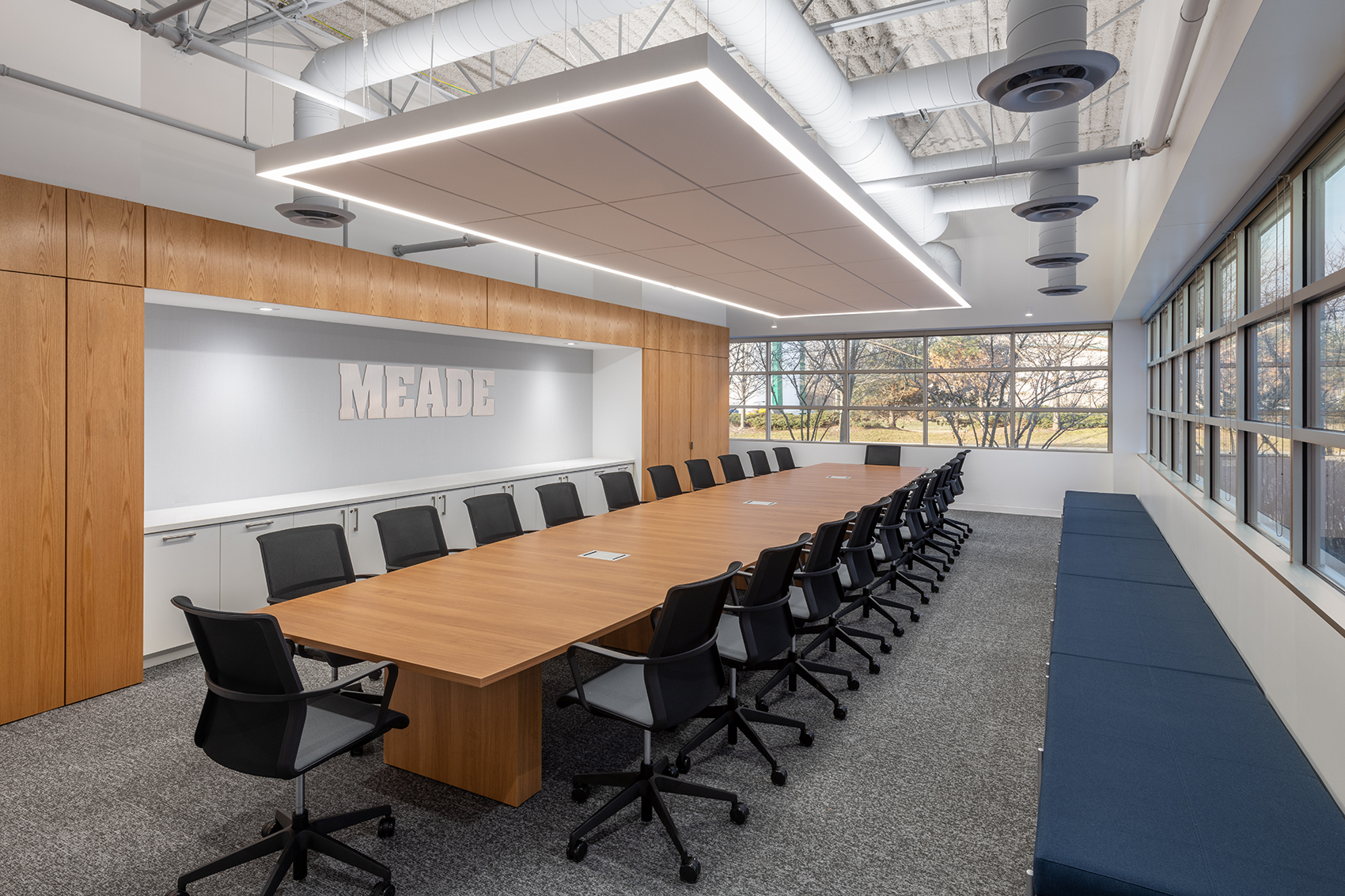 Preview of Flow | Conference Table | Laminate Boat Shape Top | Laminate Rectangle Base | Medium Power Matrix Foil Powder Coat