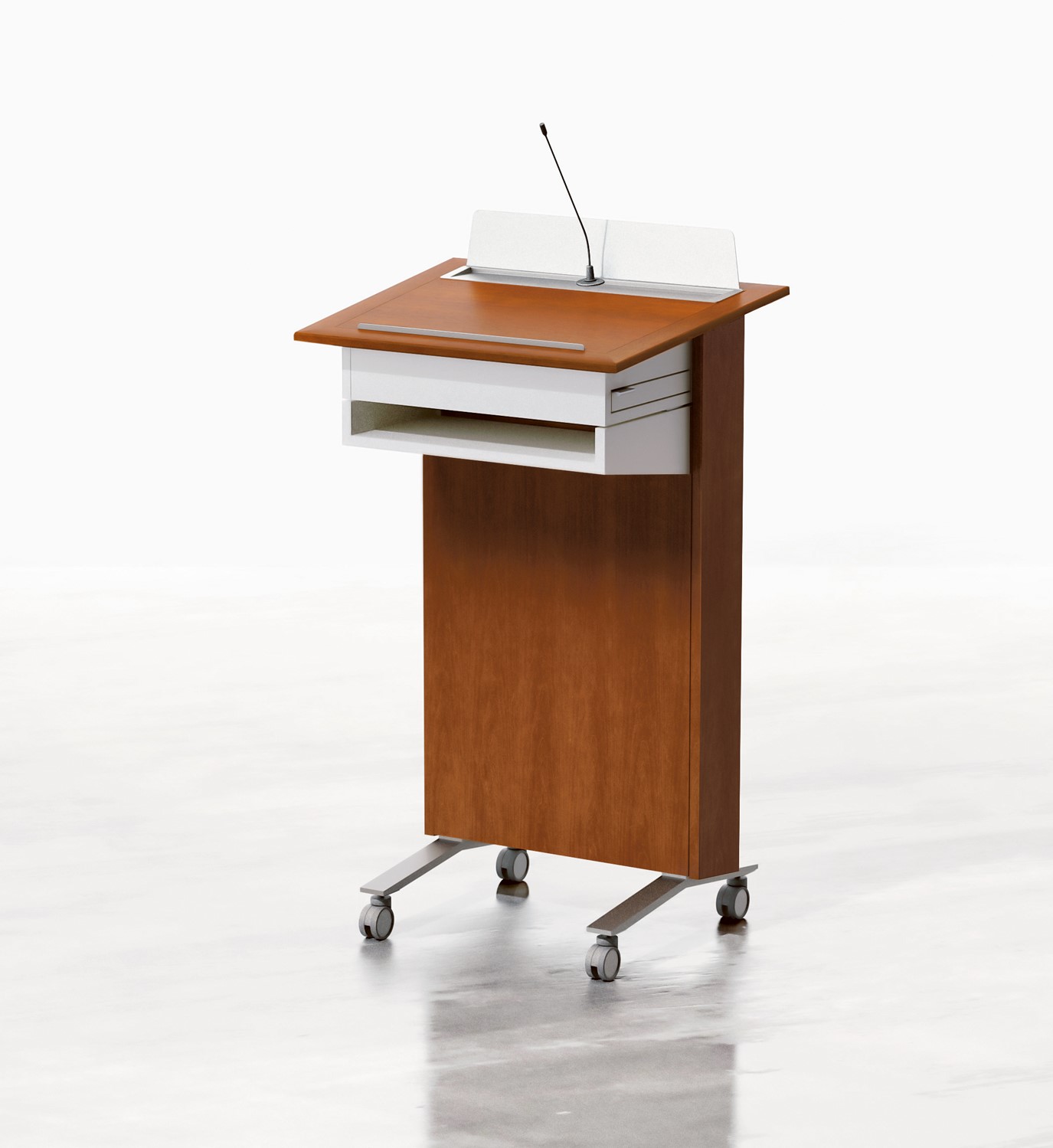 High Tech Lectern | Column | G20 Sherry Cherry Veneer | Clear Anodized ...