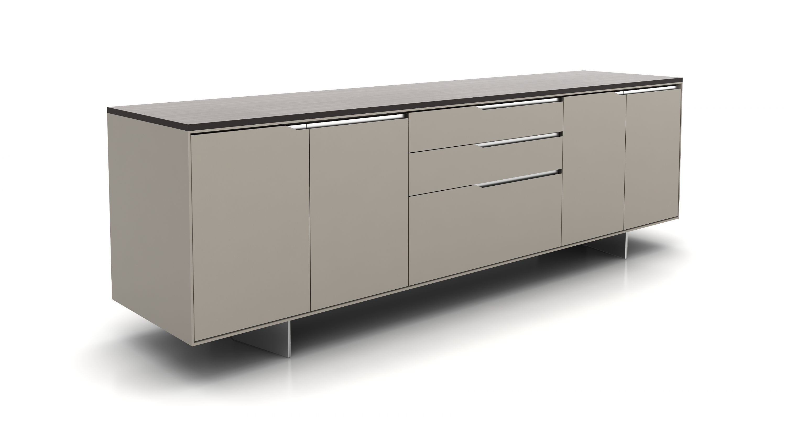 Ascari Credenza Painted Case Veneer Top Polished Chrome Details