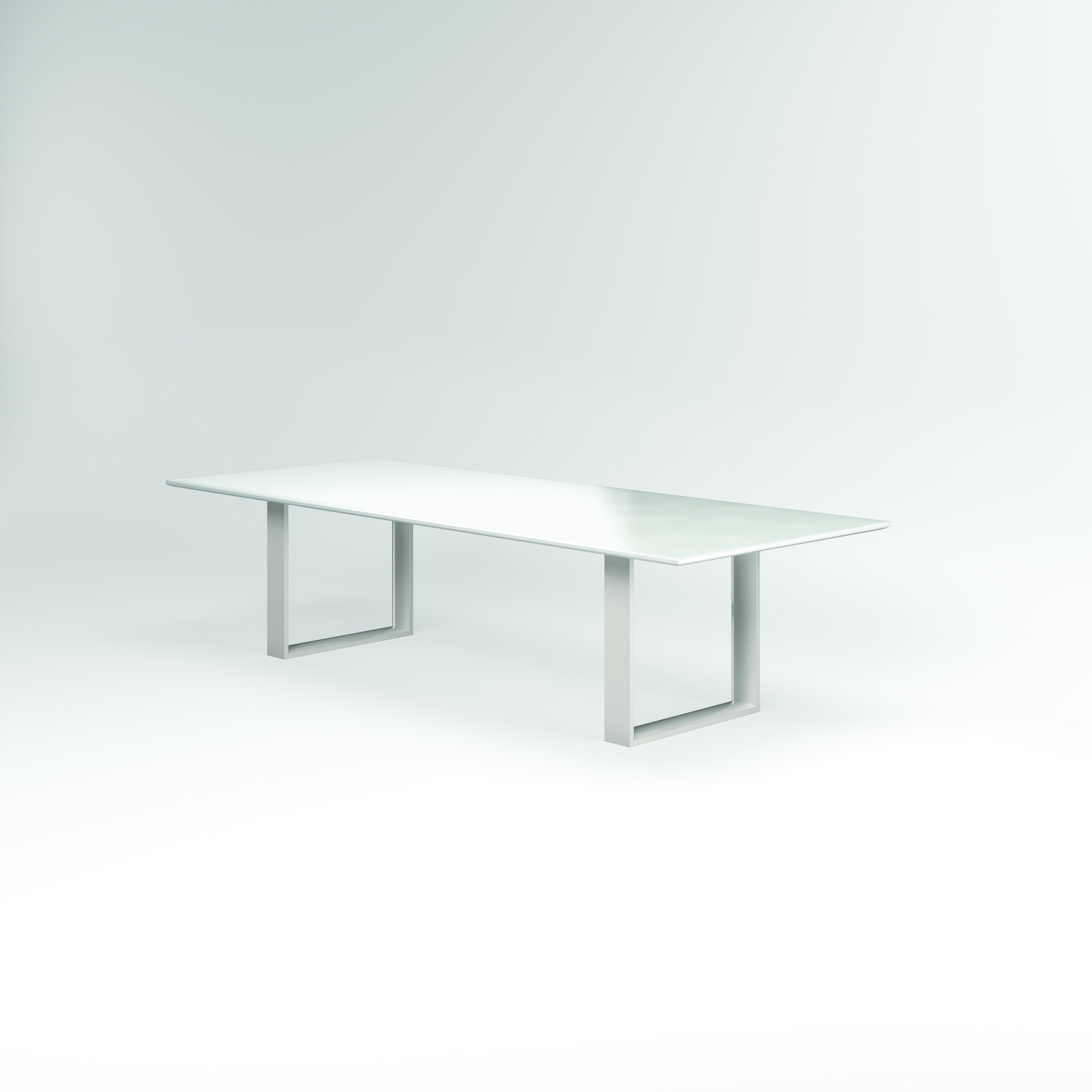 Flow Conference Table Rectangle White Glass Top Polished Chrome