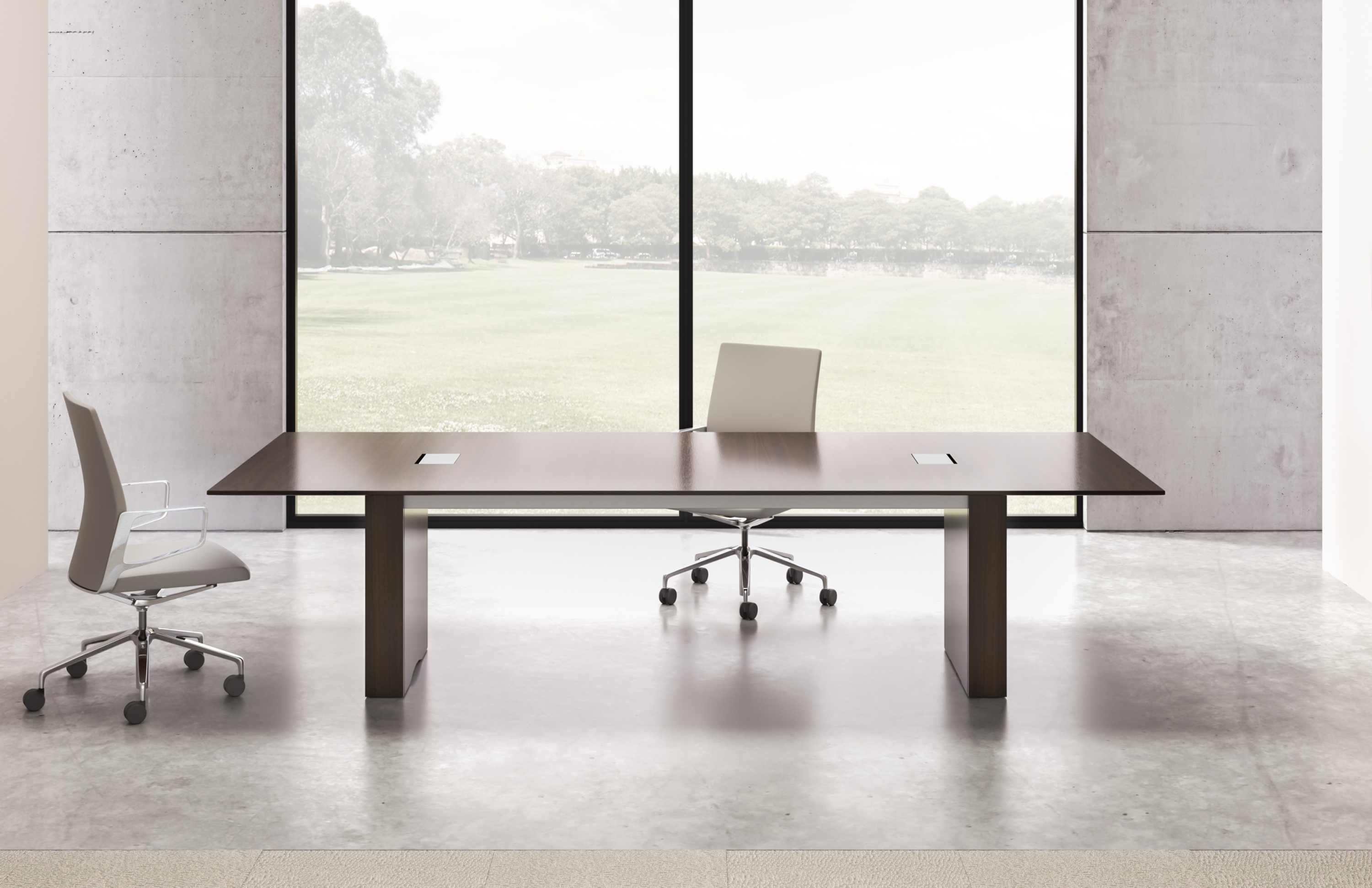 Flow Conference Table G25 Natural Walnut Veneer Rectangle Base