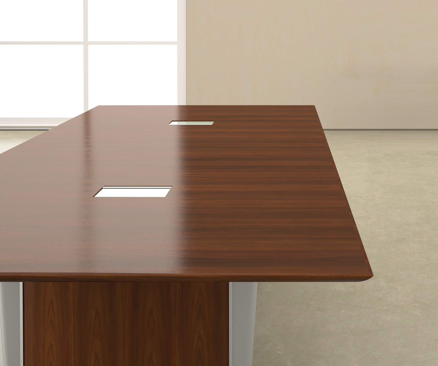 Preview of Saber | Conference Table | Rectangle G25 Natural Walnut Veneer | Panel Base | Power Matrix