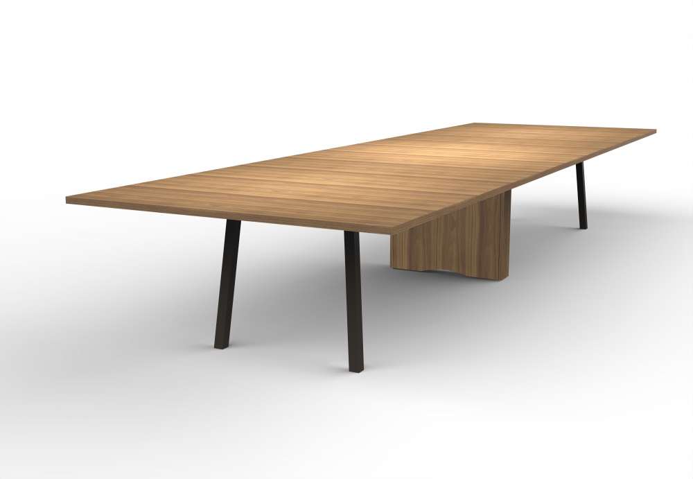 Preview of Two4Six Meeting | Meeting Table | Walnut Veneer | Metal Post Legs and Rectangle Base
