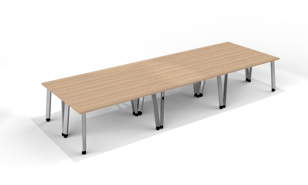 Preview of Agility | Conference Shape | Laminate Top | Foil Powdercoat Legs | Casters