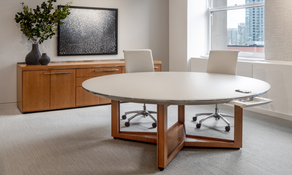Preview of Ascari Conference | Round Table and Credenza | Chicago Showroom