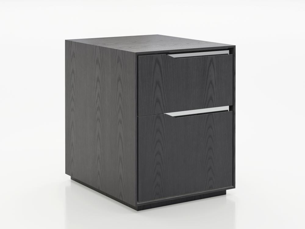 Preview of Ascari | Mobile Pedestal | Char Ash Veneer | Polished Chrome Metal Accents