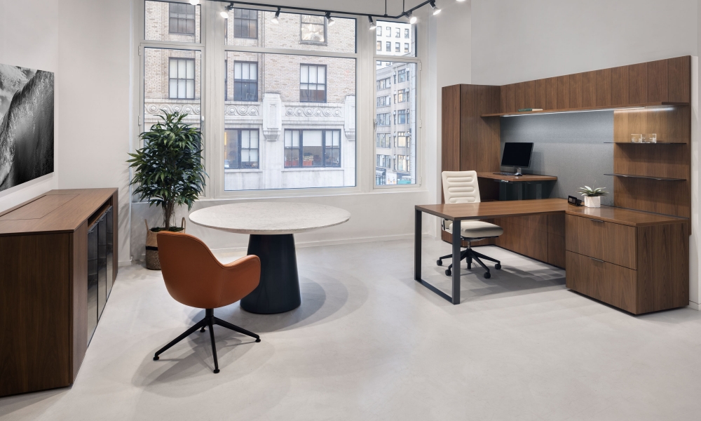 Preview of Cambium Casegood  | Flow Cone Table | Custom Flow Credenza | NYC Showroom 2023 | © Colin Miller