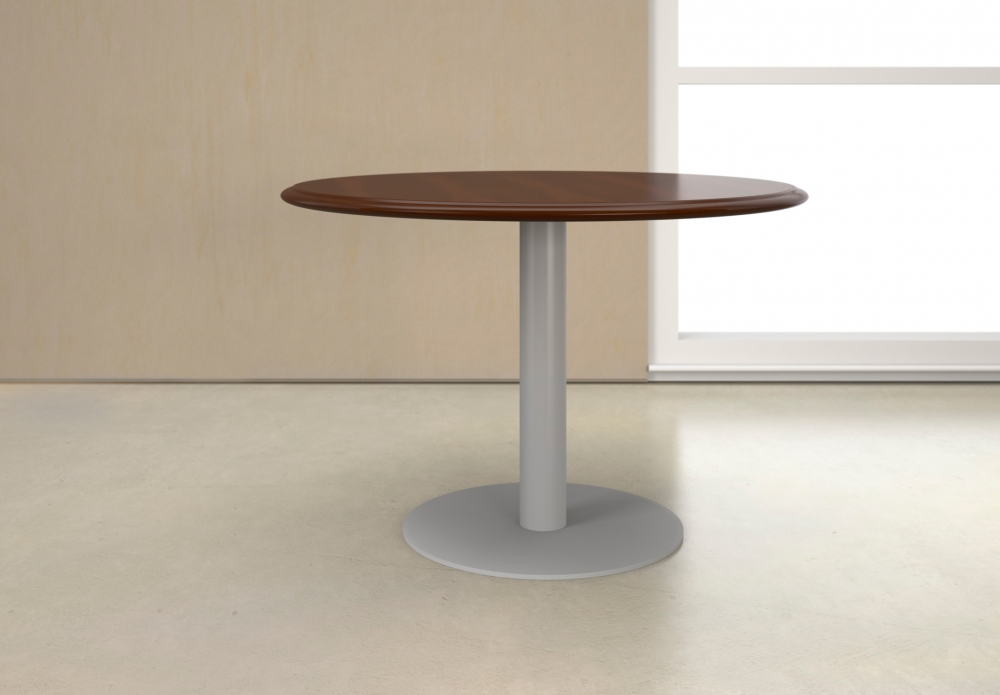 Preview of Forte | Meeting Table | Round G95 Spring Cherry Veneer | Foil Powdercoat Metal Base