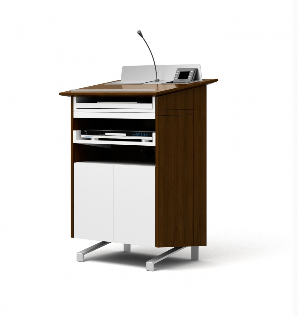 Preview of High Tech Lectern | Case | G31Otter Walnut | Clear Anodized Glides | Back View