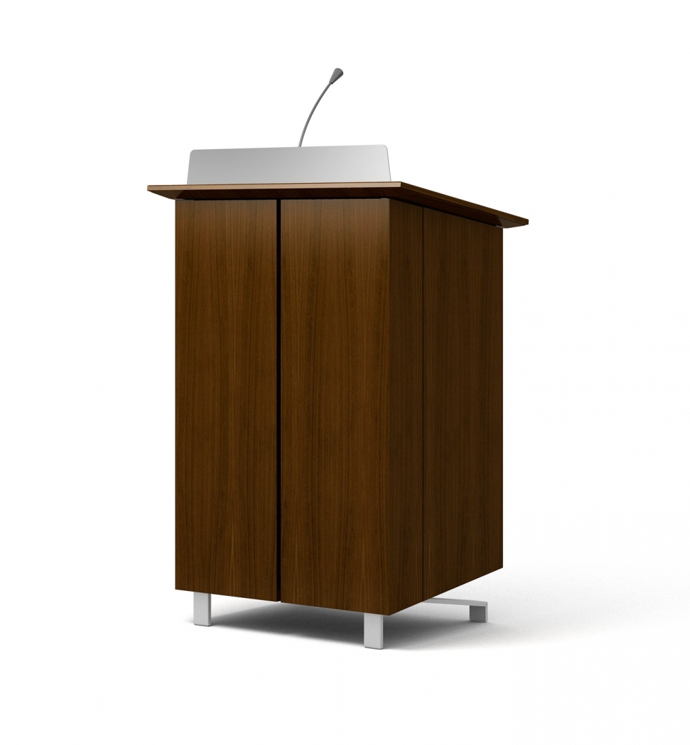 Preview of High Tech Lectern | Case | G31Otter Walnut | Clear Anodized Glides | Front View