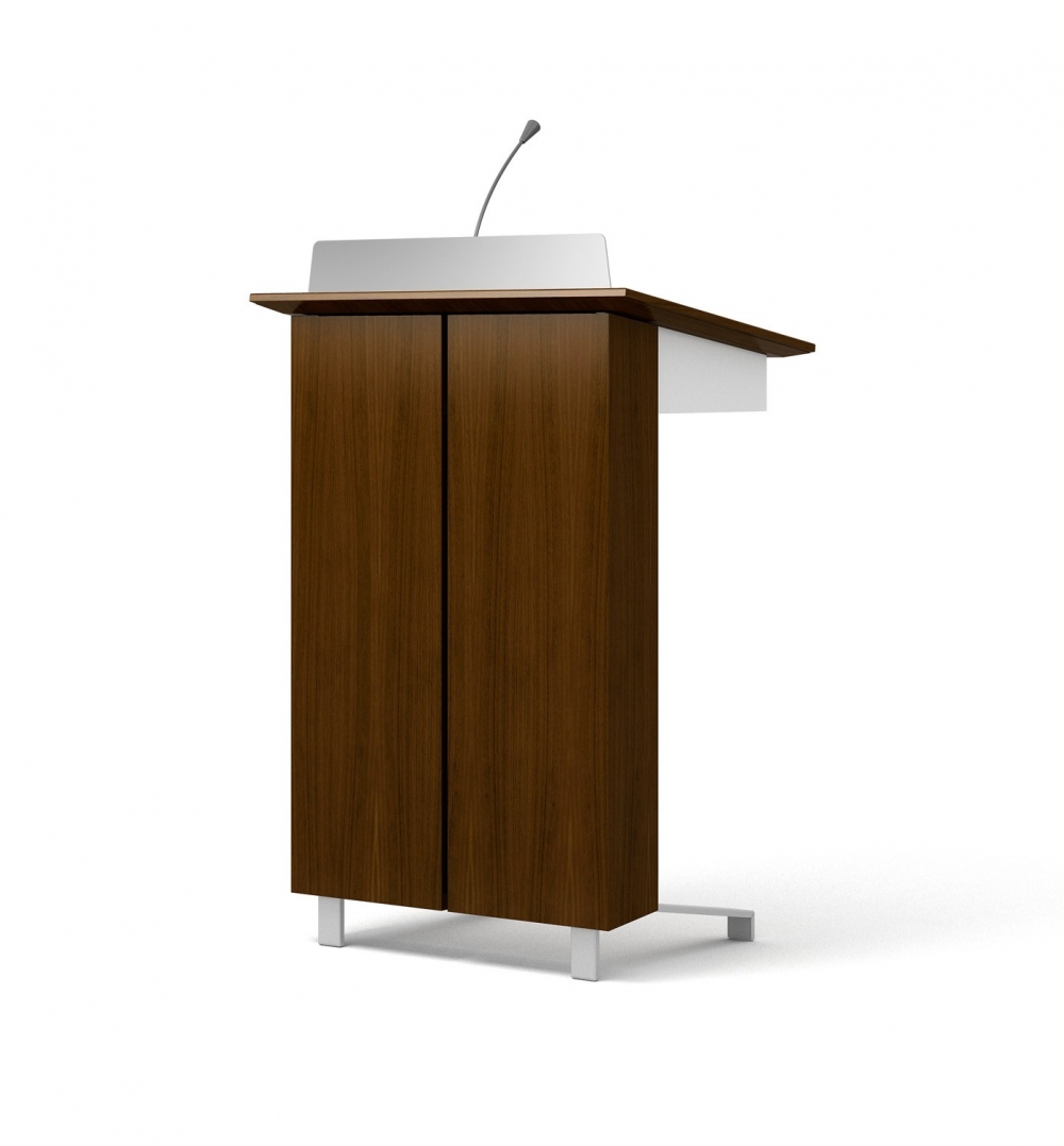 Preview of High Tech Lectern | Column | G31Otter Veneer | Clear Anodized Glides | Front View