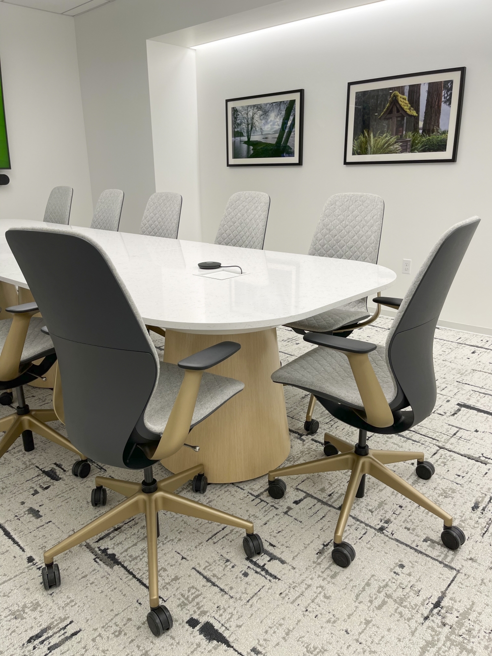 Preview of Flow | Conference Table | Euro Birch Veneer Soft Rectangle Top | Custom Euro Birch Veneer Cone Base | WaFd | Open Spaces | 2