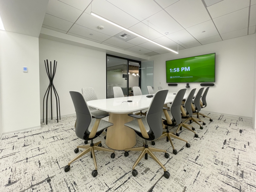 Preview of Flow | Conference Table | Euro Birch Veneer Soft Rectangle Top | Custom Euro Birch Veneer Cone Base | WaFd | Open Spaces | 3