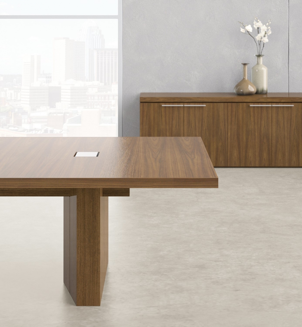 Preview of Neos | Conference Table | G35 Marron Walnut Veneer | End Detail