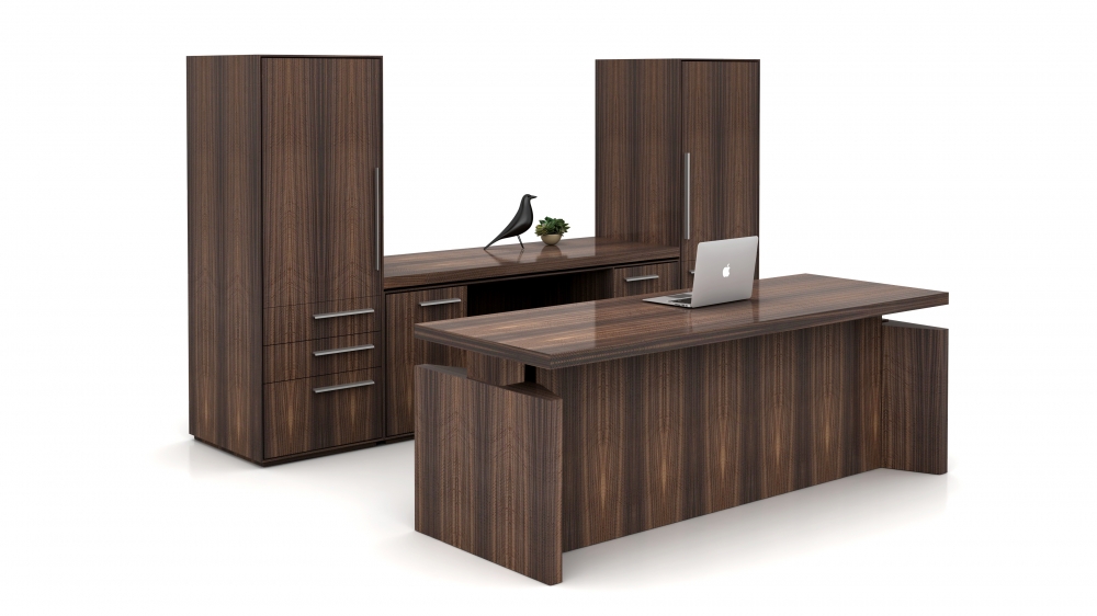Preview of Ascari Casegood | Freestanding Height Adjustable Desk | 2 Towers | Custom Veneer 