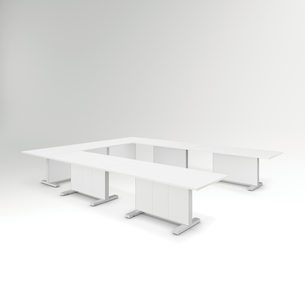 Preview of Approach | Reconfigurable Tables | Bright White Laminate Top | U Configuration