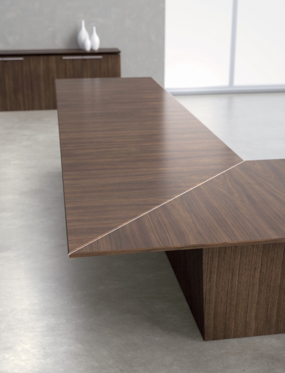 Preview of Ativa | Conference Table | Walnut Veneer | Side Detail | U Shape