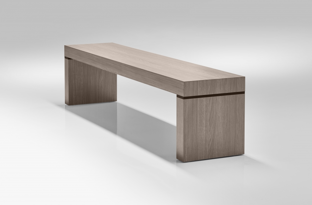Preview of Tesano | Bench | Custom | Weathered Ash Laminate | Black Anodized Detail | Whitesweep
