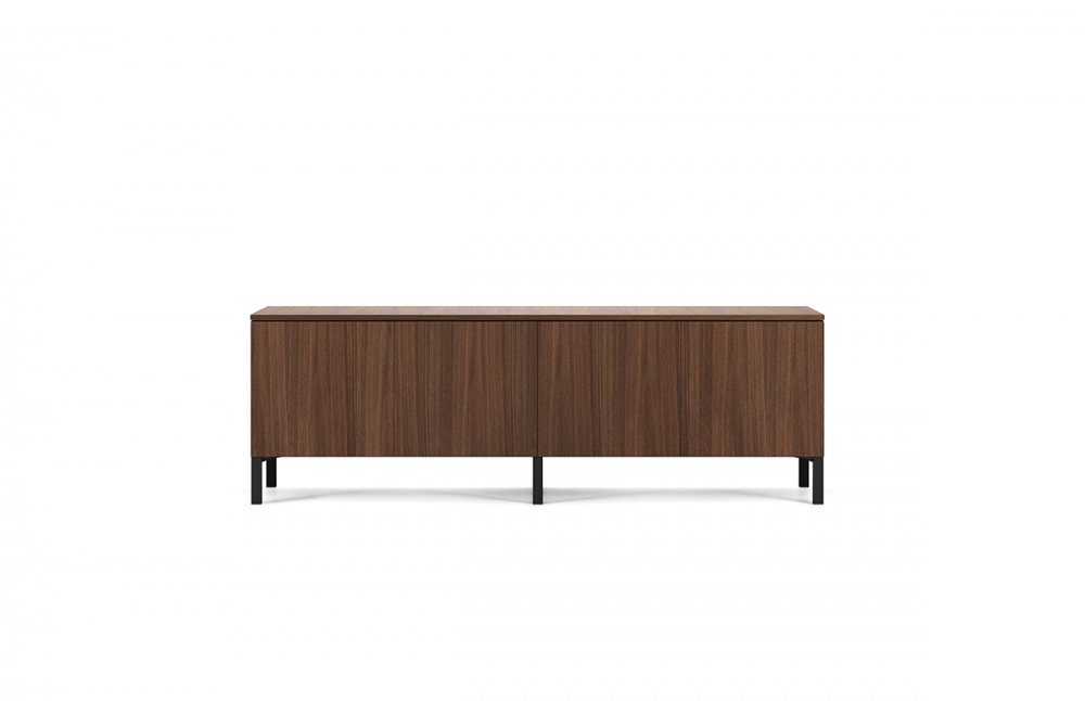 Preview of Flow | Credenza | M35 Marron Walnut Veneer | Edge Mounted Base | Conference Height