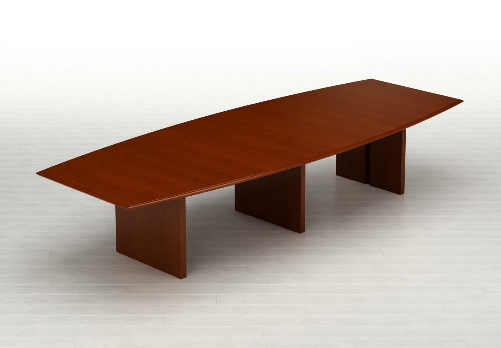 Preview of Forte | Conference Table | Boat Shaped G95 Spring Cherry Veneer Top | Veneer Panel Bases