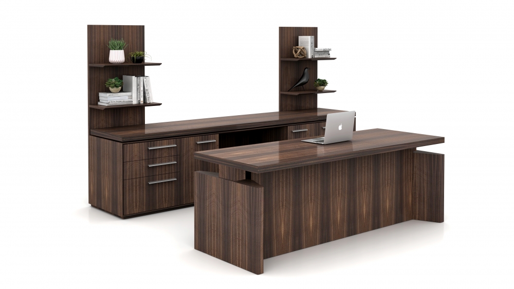 Preview of Ascari Casegood | Freestanding Height Adjustable Desk | Pedestal | Overhead Shelves 