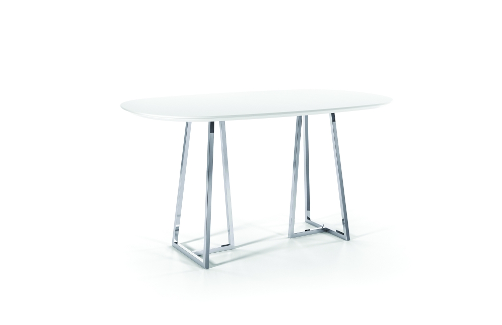 Preview of Two 4 Six | Laminate | Soft Rectangle Top | Polished Chrome Open Frame Base | Standing Height