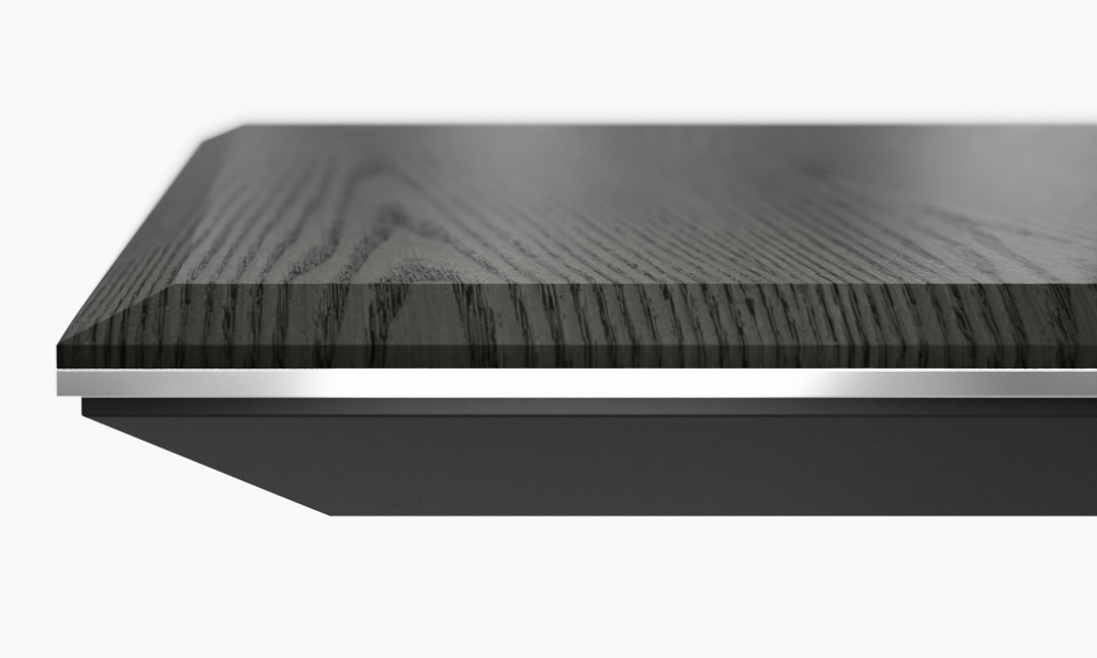 Preview of Ascari Conference | Chamfer Edge with Metal Detail | Char Ash Veneer and Polished Chrome