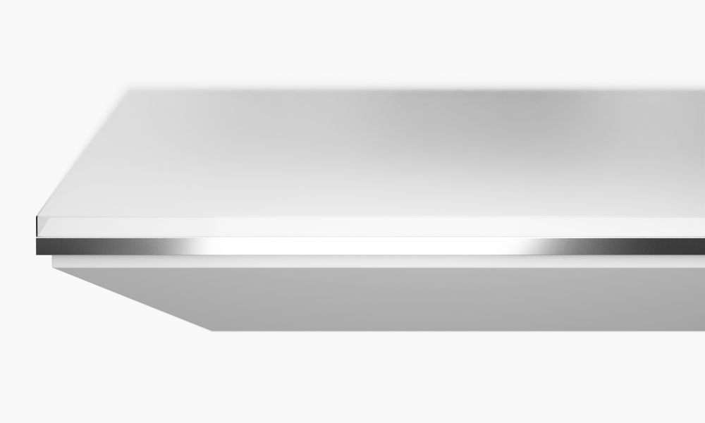 Preview of Ascari Conference | Square Edge with Metal Detail | White Glass and Polished Chrome