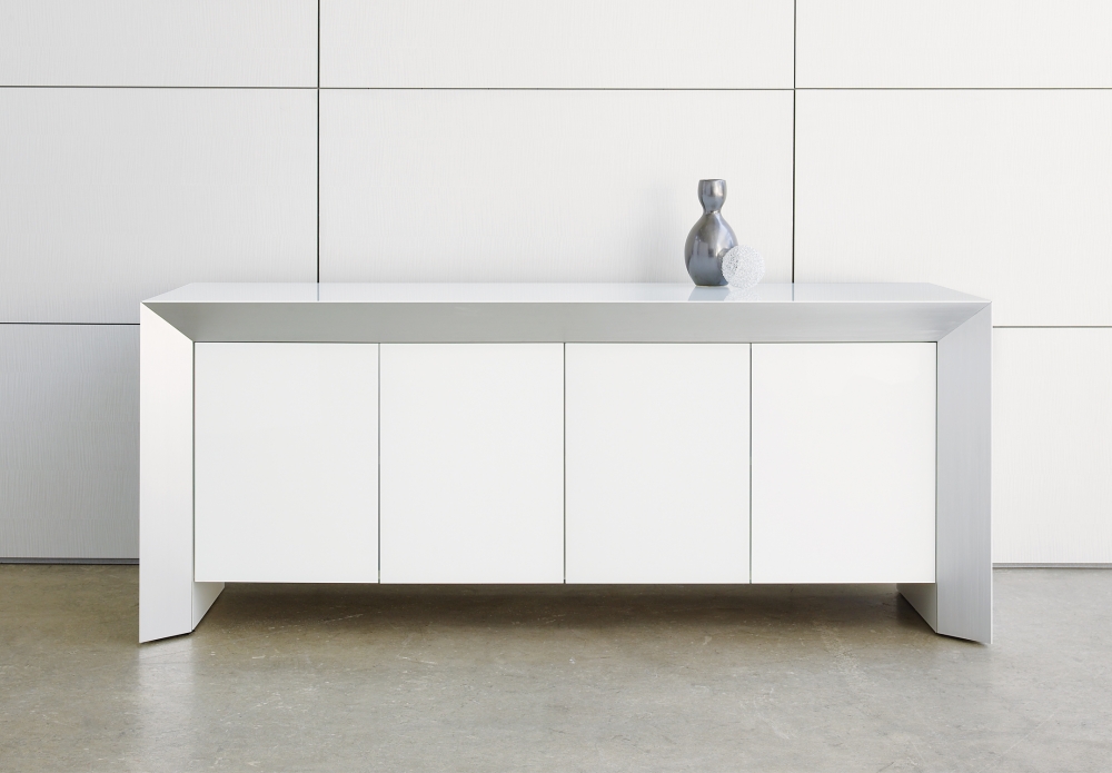 Preview of Tavola | Credenza | White Glass Door | With Vase