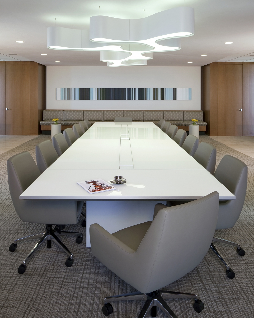 Preview of Tavola | Conference Table | Gloss White Glass Top | White Panel Base