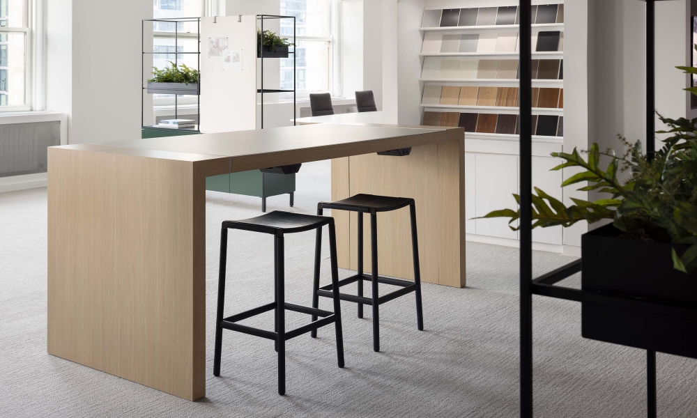 Preview of Tesano | Community Table | Standing Height | Glass and Laminate | 2023 Chicago Showroom 