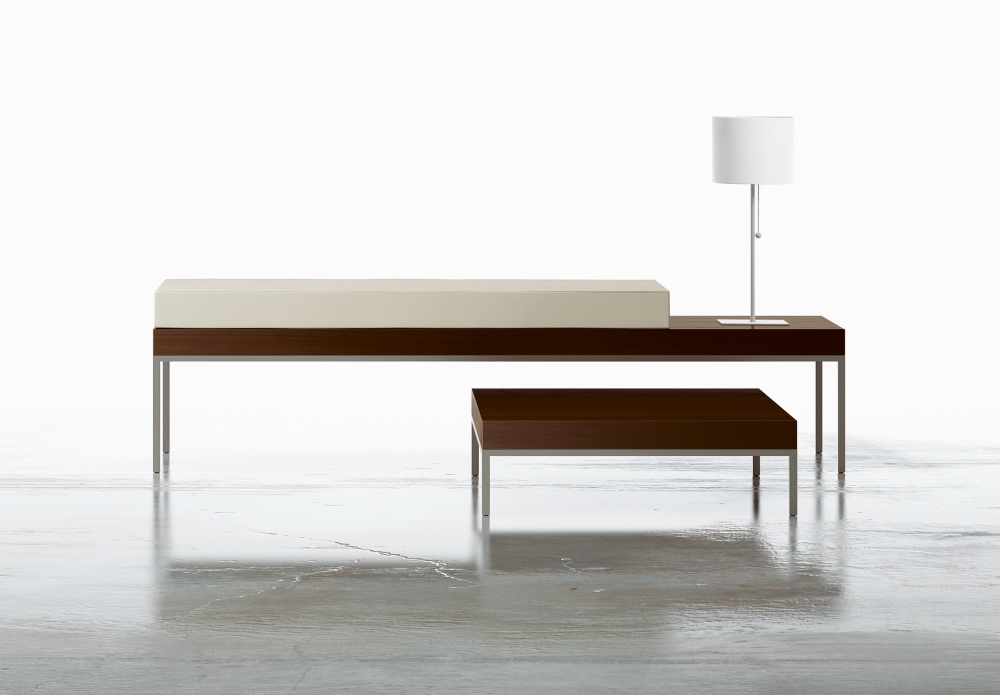 Preview of Tiro | Bench and End Table | M26 Walnut Veneer | Foil Powdercoat
