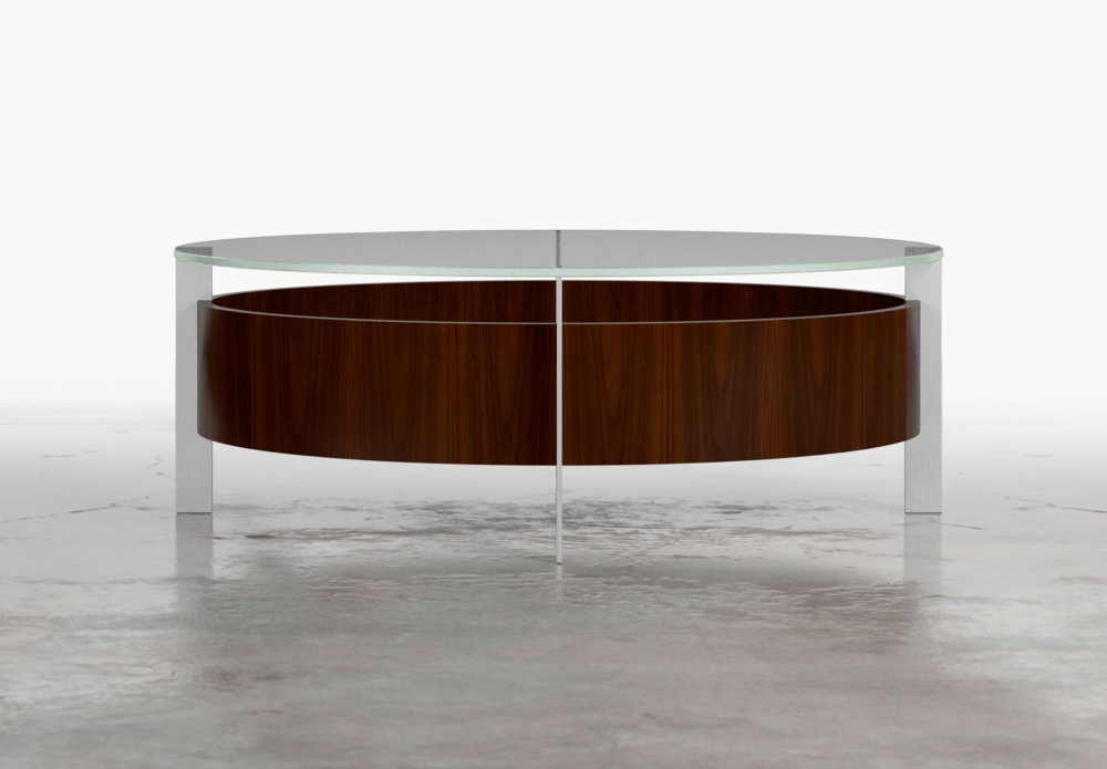 Preview of View | Coffee Table | Glass Top | M26 Walnut Veneer | Polished Chrome Base