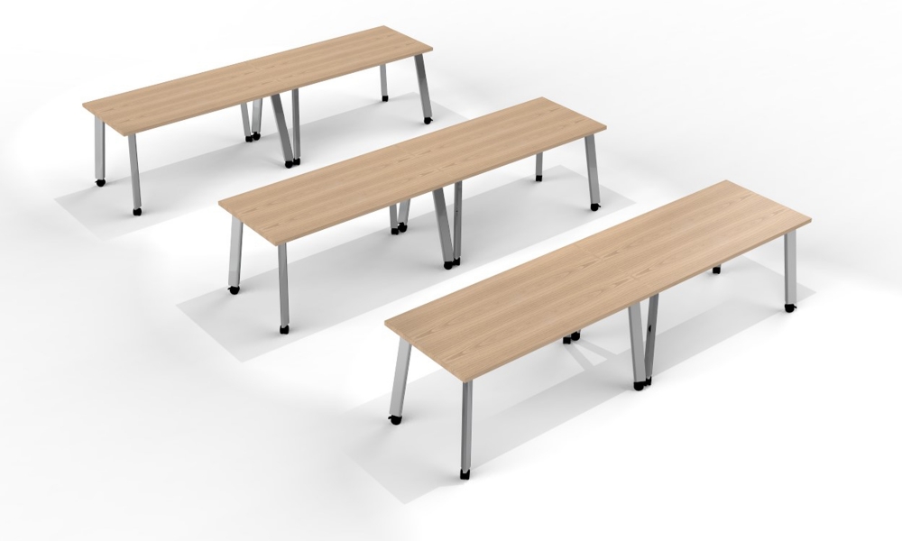 Preview of Agility | Classroom Shape | Laminate Top | Foil Powdercoat Legs | Casters