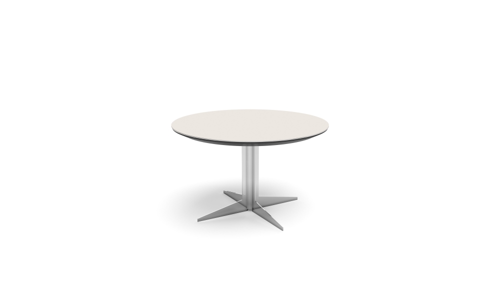 Preview of Ascari Conference | Round Porcelain Top | Polished Chrome Column Base
