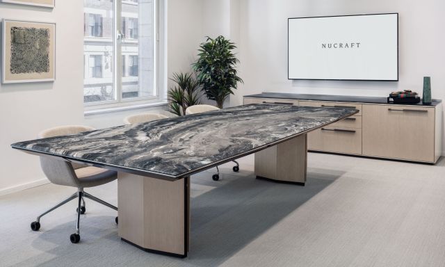 Ascari Conference | Rectangle COM Stone Top | Closed Panel Base | Without Chairs | NYC Showroom 2023 |  © Colin Miller
