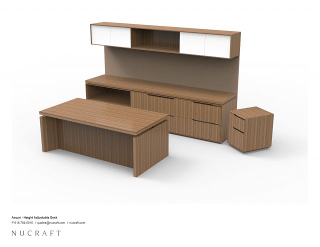 Ascari | Casegood | Freestanding Height Adjustable Desk | Paldao Veneer