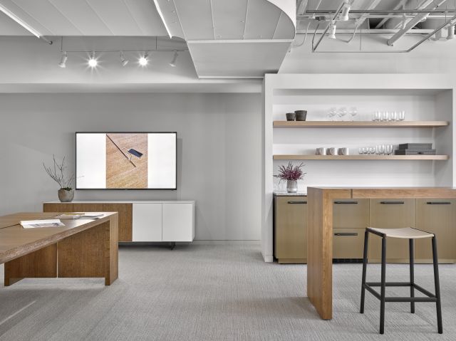 Tesano | Standing Height Table | Performance Credenza | Chicago Showroom 