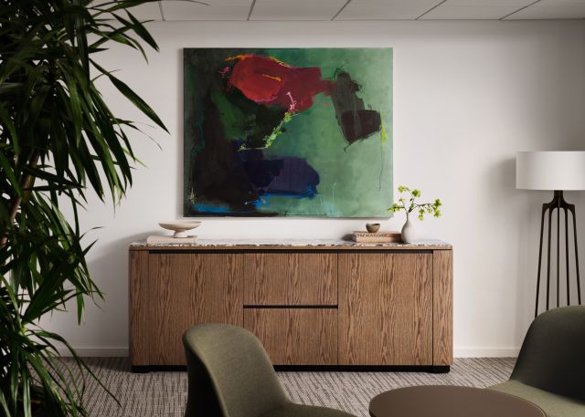 Compatta | Credenza | Cambria Stone Top | Artisan Veneer Case | 2025 NYC Showroom