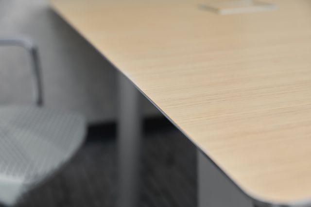 Kai | Conference Table | M49 Angora Ash Veneer Top | Edge Detail