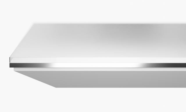 Ascari Conference | Square Edge with Metal Detail | White Glass and Polished Chrome