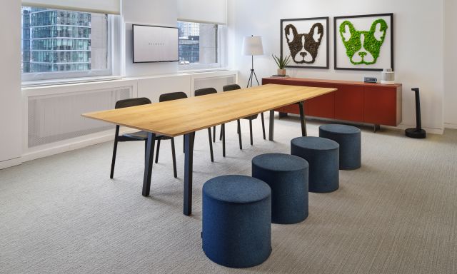 Two4Six | Meeting Table | Rectangle Laminate Top | Metal Post Legs | Chicago Showroom 